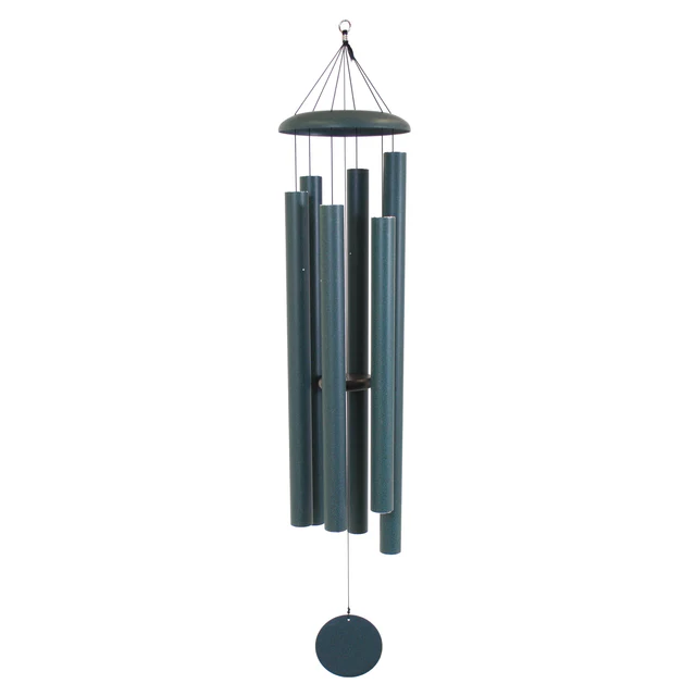 Sophisticated dark blue Corinthian Bells wind chime with a deep navy blue tone and a matching dark blue sail.